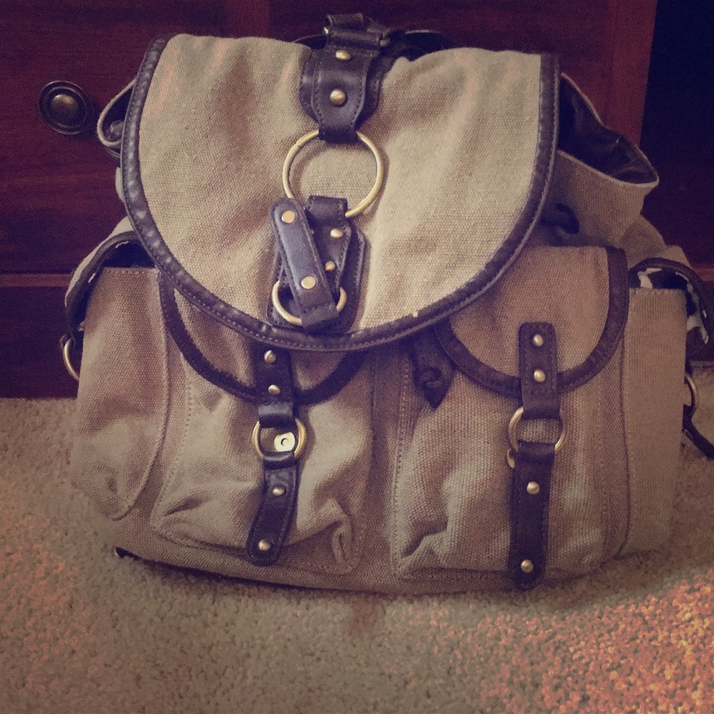 Tan Fabric Backpack